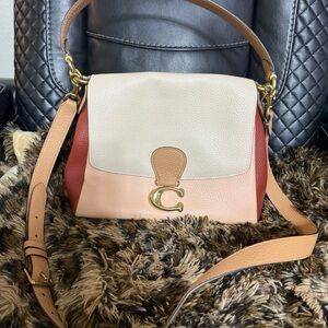 Coach Cream, Pink, and Tan Shoulder Bag